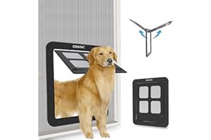 CEESC Zanzariera per Cani (43 cm x 37 cm), per Animali Domestici con Serratura, Porta con Schermo per Cagnolini (L, Nero)