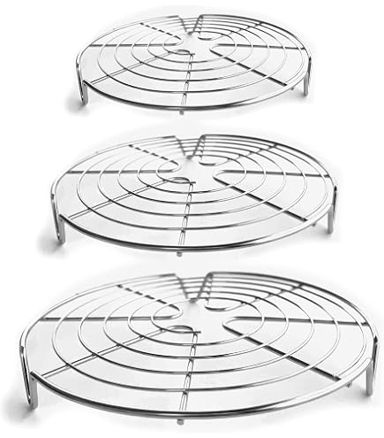 Griglia Rotonda In Acciaio Inox Da 20 Cm | Per Forno, Cottura A Vapore, Raffreddamento Dolci, Con Piedini