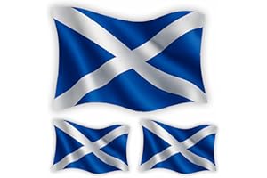INKATI Scottish Flag Stickers for Vehicles Laptops and Walls / 3 Pack (1 Large 16x10cm and 2 Small 8x5cm) / Premium Gloss Finish Wipeable Weatherproof/Clear Removeable Adheisive/External Use /