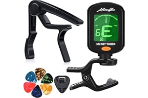 MOREYES Accordeur pour chromatique, guitare, basse, violon, ukulélé inclus Capo Tuner