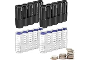 MEYAGOT 4pcs Portamonedas Compacto, Clasificador De Monedas, Dispensador De Monedas Euro Monedas Caja De Almacenamiento Con Dispensador De Monedas, Portamonedas Euro Soporte Para Monedas(Negro, Transparente)