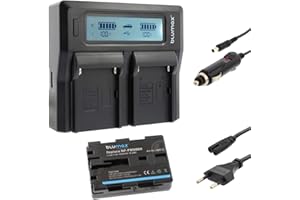 Blumax Akku NP-FM500H 1650mAh + Doppelladegerät NP-FM-500H Dual Charger | passend zu Sony Alpha A57 A58 A65 A65V A68 A77 A77V A99 A99 II UVM || 2 Akkus gleichzeitig Laden