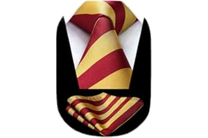 HISDERN Matrimonio a righe Cravatta Fazzoletto Cravatte da uomo & Pocket Square Set