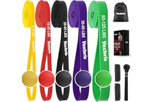 Vexloria Resistance Bands, 5 Levels Resistance Pull Up Bands Set with Door Anchor, Handles, Pull Up Assistance Bands for Calisthenics, Bodyweight Training, Muscle Toning, Yoga, Stretch Mobility