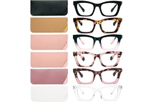 REAVEE Oprah Style Reading Glasses for Women, Blue Light Blocking Cute Oversized Square Computer Readers Spring Hinge