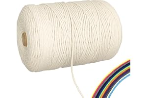FORBELL Makramee Garn, 3mm x 300m Premium Baumwollgarn, DIY Handwerk (Beige, 3 mm x 300 M)