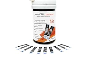 FOVIFLXY VivaChek ECO Plus Diabete Test Strips x 50 & Diabete Lancets x 50, No Coding Blood Glucose Test Strips, Blood Sugar Test Strips for UK Diabetics (VivaChek ECO Plus）