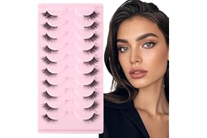 AUYAO Pół sztuczne rzęsy, 10 par 3D rosyjskie sztuczne rzęsy naturalne puszyste, myszki do lisa oko kocie oczy puszyste myszki do twarzy, profesjonalne grube sztuczne rzęsy wielokrotnego użytku