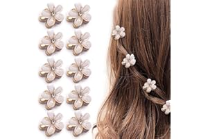 KEWUF Pinza Flor Pelo, Pequeña Pinza Horquilla, Mini Pinzas Pelo, Pinzas Pelo Niña, Clips Pelo Mujer, Adornos Pelo, Para Vida Cotidiana, Fiestas, Bodas, Cumpleaños (10 piezas, Flores Blancas)