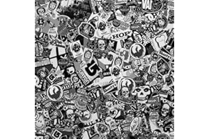 BKstuff Pellicola lucida Sticker bomb TERMOFORMABILE car wrapping, Bianco e Nero (50cm x 150cm)