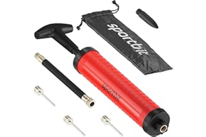 SPORTBIT Ball Pump for Sports Balls - Air Pump with 5 Needles, Basketball, Soccer, Volleyball, Football - Air Pump for Inflatables, Small and Portable Hand Pump