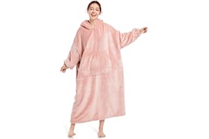 KEECOW Oversized Blanket Hoodie,Long Fleece Wearable Hoodie Sweatshirt Throw with Big Pocket Warm Cozy for Women Girls Adults Men Boys