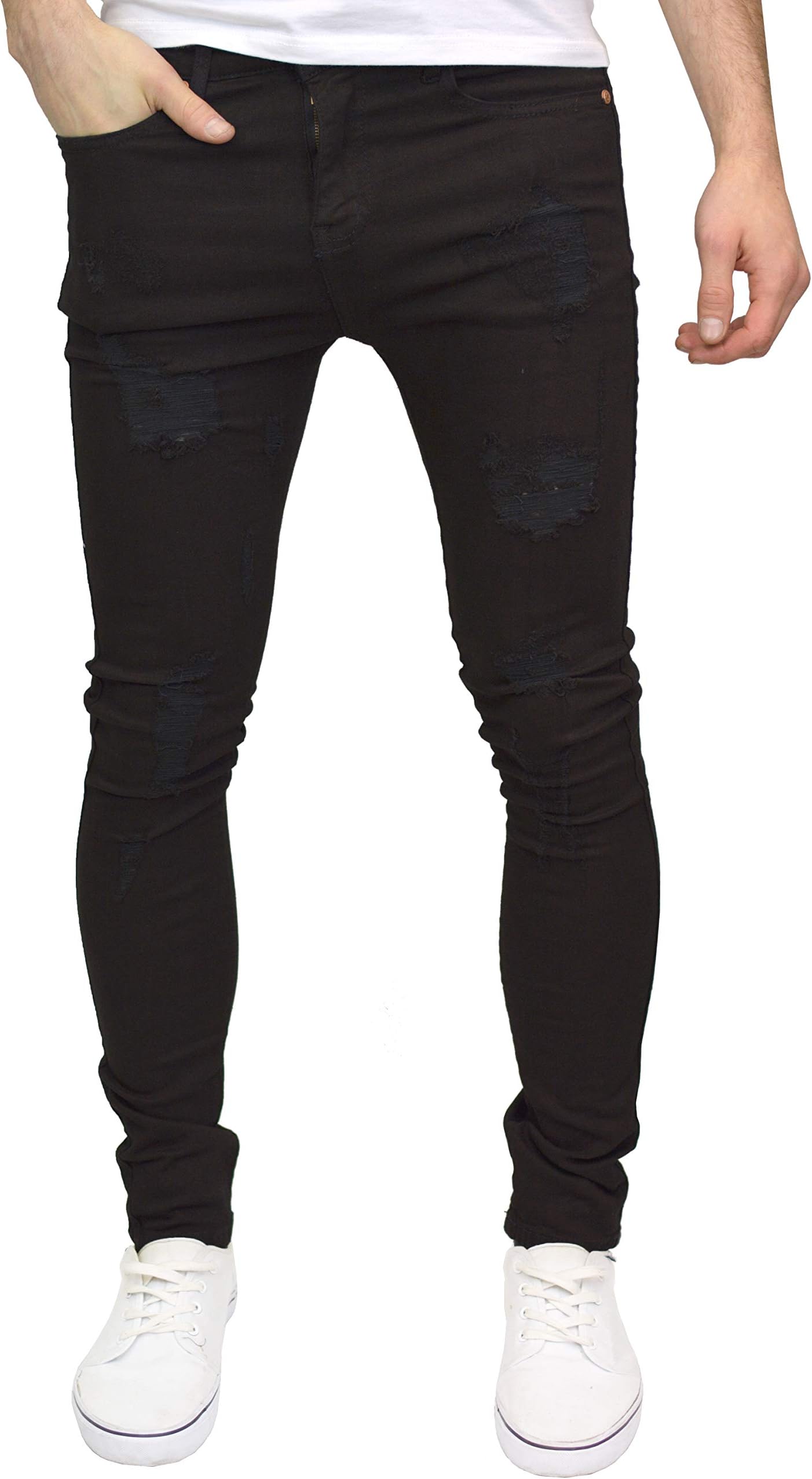 526JeanswearMen's Kato Ripped Stretch Super Skinny Distressed Jeans