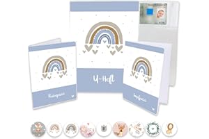 Minilino U Heft Hülle 3-teiliges Premium Set für Impfpass, Reisepass [ SCHÜTZT WICHTIGE DOKUMENTE ] Organizer für Untersuchungsheft und Reiseunterlagen | für Jungs, Regenbogen blau