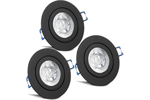 ‎TRENDLIGHTS24 trendlights24 Mare IP44 Bad LED Einbaustrahler 230V Schwarz rund 3 Stufen dimmbar ultra flach 35 mm 3er Set 5W Warmweiß Deckenleuchten für Feuchtraum