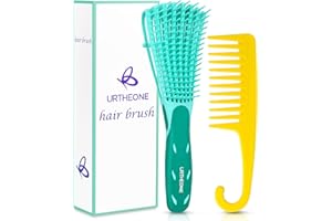 URTHEONE Hair Brush,Detangle Hair Brush, Detangler Brush for Women Men Adults Kids Afro American Type 3a-4c, Detangling Nylon Bristle Brush for Kinky Curly Coily Wavy Wet and Dry Hair,Green