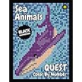 Sea Animals QUEST Color By Number (BLACK backgrounds): color quest activity coloring book for adults relaxation and stress relief