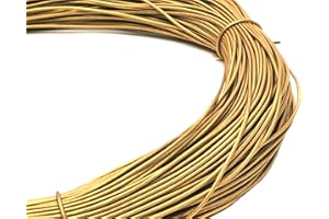 esnado Cordon rond en cuir - 1,5 mm x 10 m - Doré - Cuir véritable - Tannage végétal - Idéal pour bijoux et bracelets, tressage, bricolage, décoration, bricolage, médiéval, jeu de rôle