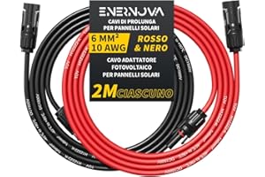 enernova Cavo solare 4 mm²/6 mm², prolunga cavo solare 1/2/3/5/8/10/12/15/18/20 m, Multi-Contact 4, IP67, impermeabile, cavo di prolunga (6 mm² 2 m)