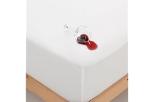 DRYMS Protector de colchón Impermeable, Transpirable y Anti Ácaros. Sábana Bajera 100% algodón. Fabricado en España. Medidas: 90x190/200, Altura Ajustable 30 cms con Goma elástica en el Contorno.