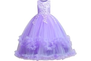 IBTOM CASTLE Enfants Filles Robe de Soirée Brodées Princesse Pageant Robes de Bal Longue en Dentelle Première Mariage Communion Anniversaire Photographie Robe