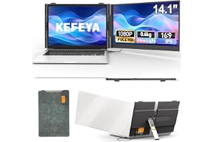 KEFEYA Laptop Screen Extender, 14.1" 0.6kg Ultra Slim Portable Monitor, New Integrated Rotating Stand, FHD Travel Monitor 13"-17.3", Plug & Play, Mac/Win/Dex/Huawei
