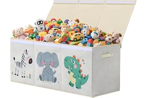 ELUCHANG Aufbewahrungsbox mit Deckel Kinder, 147L Große Faltbare Truhen & Kisten für Kinder, Spielzeugkiste Aufbewahrungsbox für Kinderzimmer,Schlafzimmer, Beige