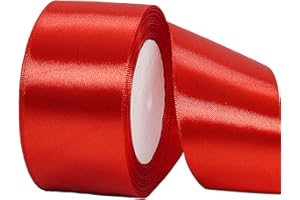 POPOYU 22m Red Ribbon Satin Ribbon 50mm Wide,Thick Red Gift.Ribbon,Fabric.Ribbon Union Jack British Party VE Day 80th Anniversary Decorations for Gift Wrap Hair Cake Craft Wedding Birthday Party