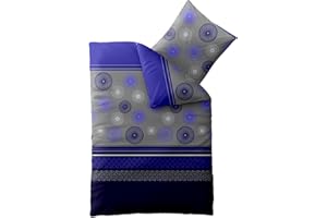 aqua-textil Concept Bettwäsche 155 x 220 cm Mikrofaser Bettbezug Aurela Streifen Kreise Grau Blau Schwarz