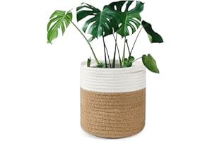 tenn well Maceta de 20 cm con forro, maceta de algodón para interiores, cesta de almacenamiento tejida para plantas de interior, maceta y decoración del hogar (20 cm x 20 cm)