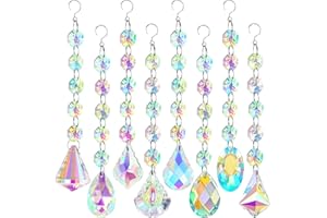 WISETEN 8 sztuk Suncatcher Crystal - Kryształowa dekoracja okienna Wisząca tęczowa łapacz słońca Okno ogrodowe, kryształowy wisiorek Deco Wiszący dzwonek wietrzny do dekoracji ogrodu w oknie w domu