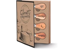 WEB2O - Cofanetto per formaggio piatto da servizio in bambù e 4 coltelli da formaggio