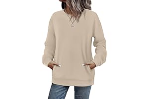 WIHOLL Sweatshirts for Women Jumpers Ladies Oversized Tops Crewneck Long Sleeve Tops with Pocket
