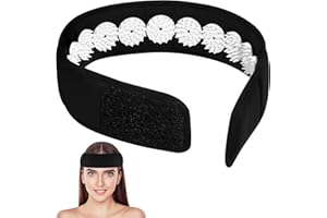 Ipetboom Acupressure Headband: 1pc Acupressure Wrap Belt Headband for Muscle Stress Relaxation, Massage Head Band for Neck Head Facial Skin Lift, Black Massage Tool for Meditation, 67x6cm