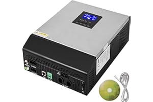 VEVOR Onduleur Solaire 3000VA 2400W, Convertisseur Pur Sinus PWM DC 24V à AC 230V, Onde Sinusoïdale Pure Inverseur en Aluminium avec Affichage LCD pour Tubes/Ventilateurs/Réfrigérateurs/Climatiseurs