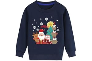 LXKA Boys Girls Christmas Jumper Kids Unisex Xmas Sweatshirt Jumpers Toddler Dinosaur Cat Bear Tops Children T-Shirts Long Sleeve Clothing 100% Cotton Baby Crewneck Casual Winter Clothes Age 1-7 Years