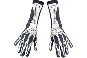 COM-FOUR® Skeleton-handskar svarta, vita, kostymtillbehör med benmönster | karneval - Día de Muertos - cosplay - läskiga skeletthänder för temafest