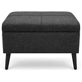 Co Art Home Sandıklı Keten Kumaş Puf | 60 x 45 x 40 | (Antrasit Gri)