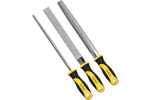 TARIST Set di lime diamantate, 3 pezzi, 200mm. include piatte/semi-tonde/tonde. Per affilare lame di tosaerba, cesoie da giardino, asce - Affilatrice per utensili per metallo, piastrelle, ceramica