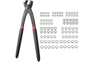 KAMTOP Kmatop Kit de Pince Colliers de Serrage 100pcs Pince de Serrage en Acier Inoxydable 304 5.8-21mm Kit d'Outils de Serrage pour Tuyau Kit de Colliers de Serrage à Oreille Unique Clip de Tuyau