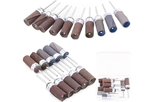 Keadic 10Pcs Aluminum Oxide Abrasive Sanding Drums Sleeves Assortment 180 to 2000 Grits Drum Sandpaper Rotary Accessories for Metals Plastic Wood Rubber Sanding Deburring Blending Polishing