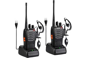 DUUIIJIANG Walkie Talkie BF-888S 1 Paire de 16 canaux Rechargeables Communication Radio Professionnelle avec Casque, adapté à la Construction de Restaurants et supermarchés, etc. (EU)