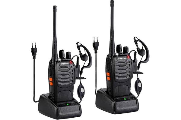 Walkie Talkie BF-888S 1 Paire de 16 canaux Rechargeables Communication Radio Professionnelle avec Casque, adapté à la Construction de Restaurants et supermarchés, etc. (EU)