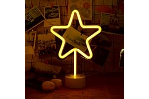 LIKEGOR Star Neon Lights LED Neon Lights for Bedroom Wall Decor USB/Battery Powered Warm White Desk Table lamp Birthday Gifts Decorations for Kids Wedding Decor