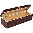 Creative Deco Brown Wooden Wine Box with Clasp | 1 Bottle | 35.1x11x10cm | Natural Wood Wine Holder Wine Bottle Gift Box Storage Vintage Chest | Presentation Box