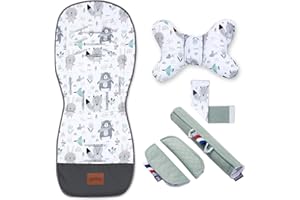 BELLOCHI GROWING IN STYLE Bellochi Riduttore Passeggino Universale Materassino Passeggino Estivo - Copriseduta Passeggino Estivo Universale e Arioso con Cuscino Antishock - Cotone e Velluto - Animaland