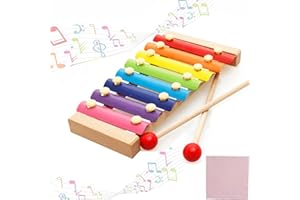 NEXT STORE Xylophon für Kinder und Erwachsene - Holz Glockenspiel mit 15 Tönen und 2 Schlägel - Buntes Musikinstrument Spielzeug Geschenk