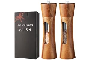 Ghazpmuk 2 Pezzi Macinapepe, Macina Sale e Pepe, Macinapepe Manuale in Legno, Macina Pepe Legno Massiccio, Macina Pepe Sale, Grinder Regolabile in Ceramica, per Macinare Spezie, Cumino, Sesamo