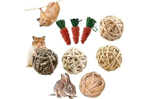 mellystore Giocattoli da Masticare per Conigli 8PCS Giocattoli da Masticare per Criceti Giochi per Conigli Nani Pulizia dei Denti, Naturale Giocattolo per Piccoli Animali Criceti, Conigli, Cavia