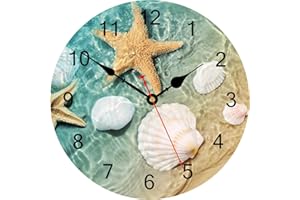‎TAHEAT TAHEAT 30 cm Wanduhr Maritime Muschel Seestern, Leise Ohne Tickgeräusche Batteriebetrieben Uhren, Schone Dekorativ Wanduhren für Schlafzimmer/Wohnzimmer/Küche/Badezimmer